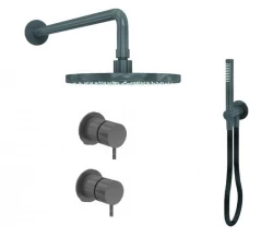 Waterevolution Flow Unterputz-Duschset mit Thermostat Regendusche und Handbrause Gun Metal