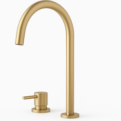 Waterevolution Flow 2-Loch-Waschtischarmatur mit hohem U 200 mm Auslauf Light Gold T1122UWGE