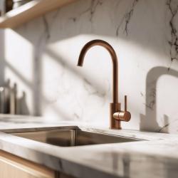 Quadri York Küchenmischarmatur PVD gebürstetes Kupfer mit schwenkbarem Auslauf 1208955906