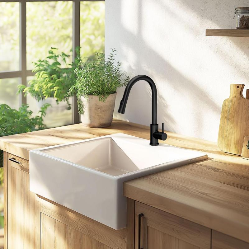 Quadri Leeds Küchenmischarmatur mit ausziehbarer Brause mit 2 Einstellungen, Schwarz matt 1208955907