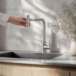 Quadri Cardiff Küchenarmatur mit ausziehbarer Brause mit 2 Strahlarten, Edelstahl 1208955914