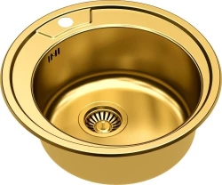 Aquadesign Ross Spülbecken rund PVD Gold, Oberflächen-Einbau