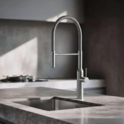 Quadri Stamford hohe Küchenarmatur mit flexiblem Auslauf, Edelstahl 1208956080