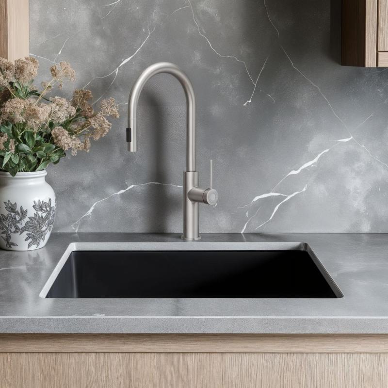 Quadri Retford Küchenmischer Edelstahl mit abnehmbarem Auslauf und Strahleinstellung 1208956088