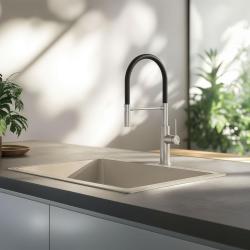 Quadri Retford Küchenmischer Edelstahl mit flexiblem Auslauf in Schwarz 1208956089