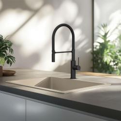 Quadri Retford Küchenmischbatterie Schwarz matt mit flexiblem Auslauf in Schwarz 1208956090