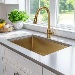 Quadri Stamford Küchenarmatur Gold mit abnehmbarem Auslauf und Strahleinstellung 1208956093