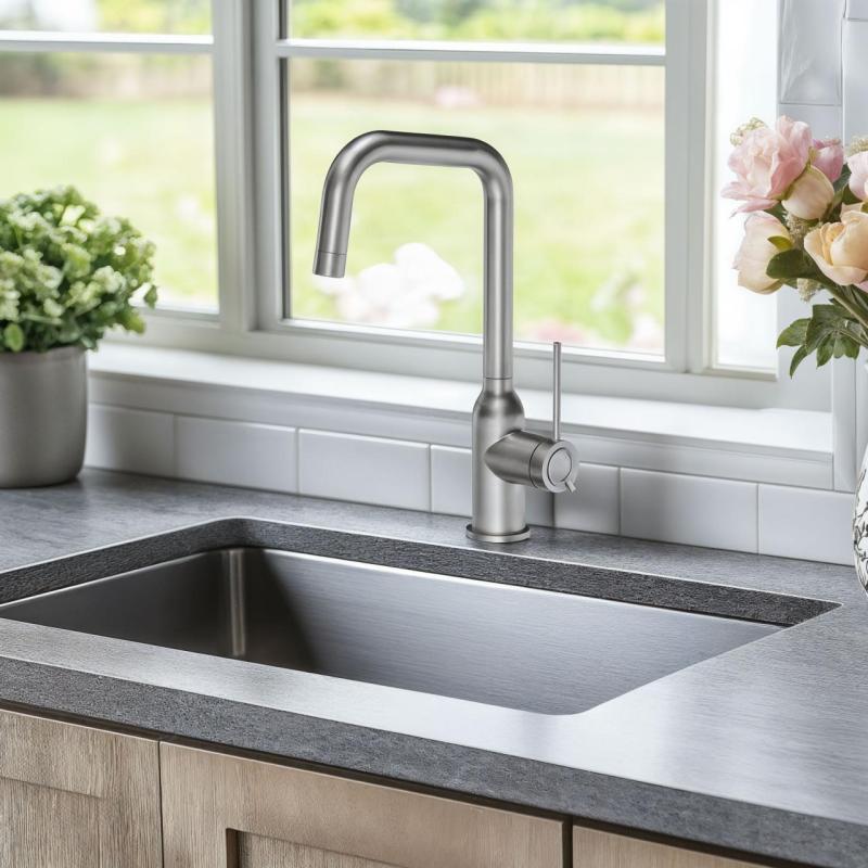 Quadri Stamford Küchenarmatur Edelstahl mit schwenkbarem Auslauf 1208956097