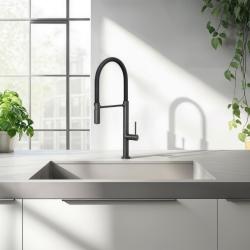 Quadri Brighton Küchenarmatur Gun Metal mit flexiblem Auslauf in Schwarz 1208956104