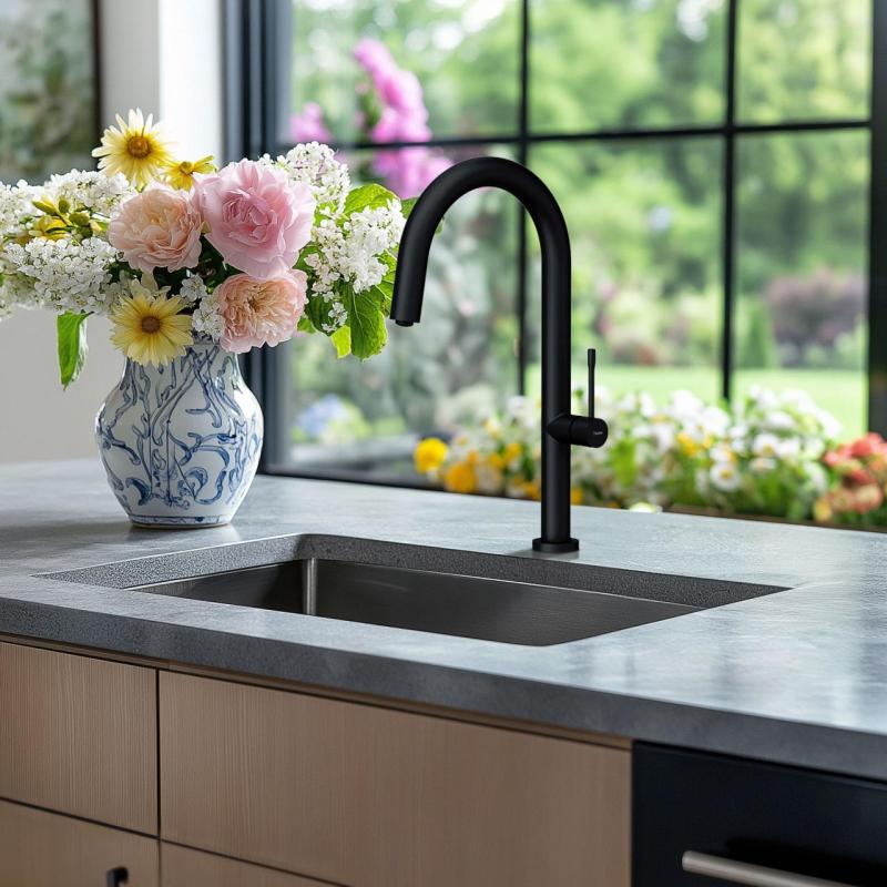 Quadri Brighton Küchenarmatur Schwarz matt mit schwenkbarem Auslauf 1208956107