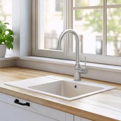 Quadri Stamford Küchenmischer Edelstahl mit schwenkbarem rundem Auslauf 1208956109