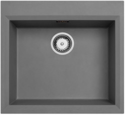 Betongraues Spülbecken 58x53cm Oberflächen-Einbau mit Hahnlochbank und Edelstahlstecker 1208956771