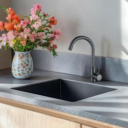 Ausmann Turt Gun Metal Spülbecken PVD NANO 40x40, Unterbau, flächenbündig und Oberflächen-Einbau 1208956946