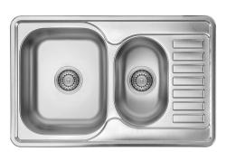 Ausmann Basic Edelstahl 1,5 Spüle mit Abtropffläche reversibel 78x50 cm, inklusive Siphon, Oberflächen-Einbau 1208956970