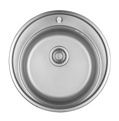 Ausmann Basic Edelstahl-Spüle rund mit Hahnloch, 51 cm, inkl. Siphon, Oberflächen-Einbau 1208956976