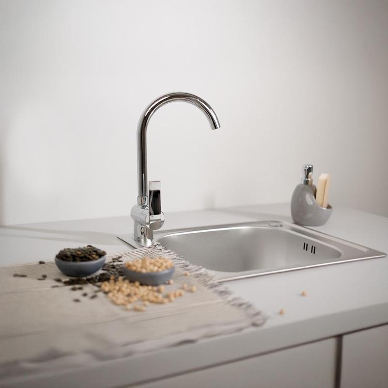 Ausmann Basic Leinenmuster Edelstahl-Spüle 50x40 cm inkl. Siphon,Oberflächen-Einbau 1208956977