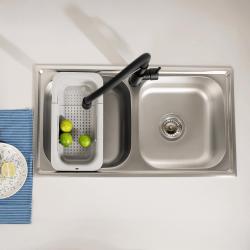 Ausmann Basic Doppel-Edelstahl-Spüle 78x43 cm inkl. Siphon, Oberflächen-Einbau 1208956995