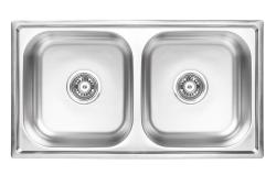 Ausmann Basic Doppel-Edelstahl-Spüle 78x43 cm inkl. Siphon, Oberflächen-Einbau 1208956995