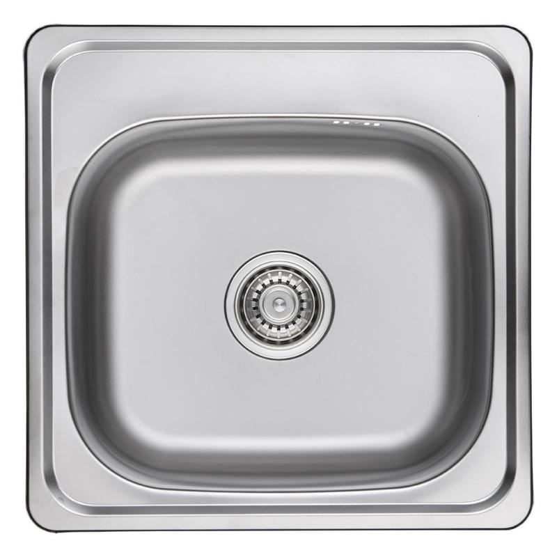 Ausmann Basic Edelstahl-Spüle 48x48 cm mit Hahnlochbank, inklusive Siphon, Oberflächen-Einbau 1208957000