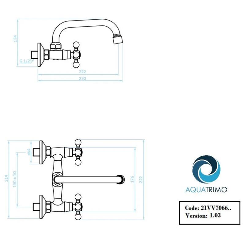 AquaTrimo Vivaldi klassische Wand-Küchenarmatur mit Auslauf, Chrom 21VV7066CM