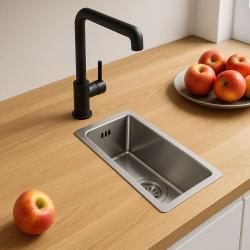 Ausmann Oder kleine Edelstahlspüle 16x30cm, Unterbau, flächenbündig und Oberflächen-Einbau 1208957115