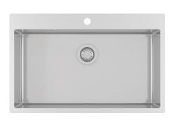 Ausmann Oder Blue große Edelstahlspüle 79x50cm, flächenbündig und Oberflächen-Einbau, mit Hahnlochbank 1208957119