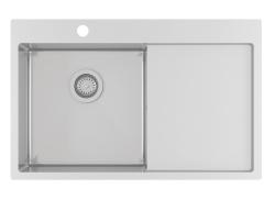 Ausmann Oder Blue Edelstahlspüle 78x50cm, flächenbündig und Oberflächen-Einbau, mit Abtropffläche 1208957122