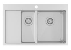 Ausmann Oder Blue 1.5 Edelstahlspüle 78x50cm, flächenbündig und Oberflächen-Einbau, mit Abtropffläche 1208957125