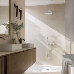 Waterevolution Flow Einbau-Duschset mattweiß mit Thermostat-Regendusche und Handbrause 1208957344