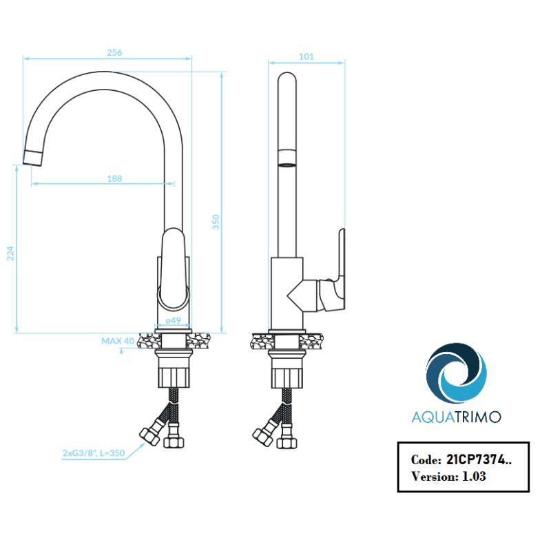 AquaTrimo Chopin Einhebel-Küchenmischer Schwarz matt 21CP7374SW