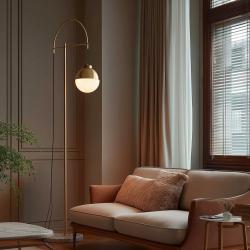 Decor Abies Stehlampe aus Messing, Gold mit schwarzem Marmorsockel 7573