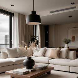 Dekor Margus mattschwarze Metall-Pendelleuchte mit Holzaufsatz 2911