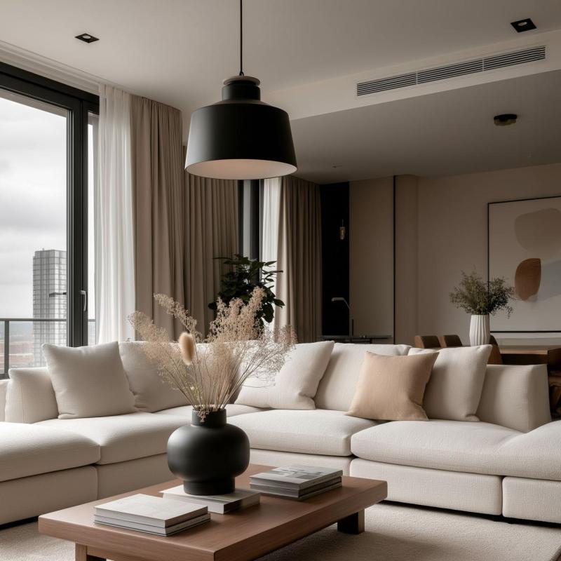 Dekor Margus mattschwarze Metall-Pendelleuchte mit Holzaufsatz 2911