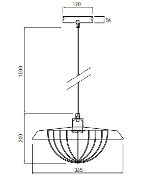 Decor Tulip moderne Pendelleuchte mit schwarzem Metallrand und goldenem Drahtkäfig 3444