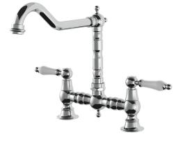 AquaTrimo Country 2-Loch-Küchenarmatur mit nostalgischer Brücke und Auslauf Chrom 21CT7657CM