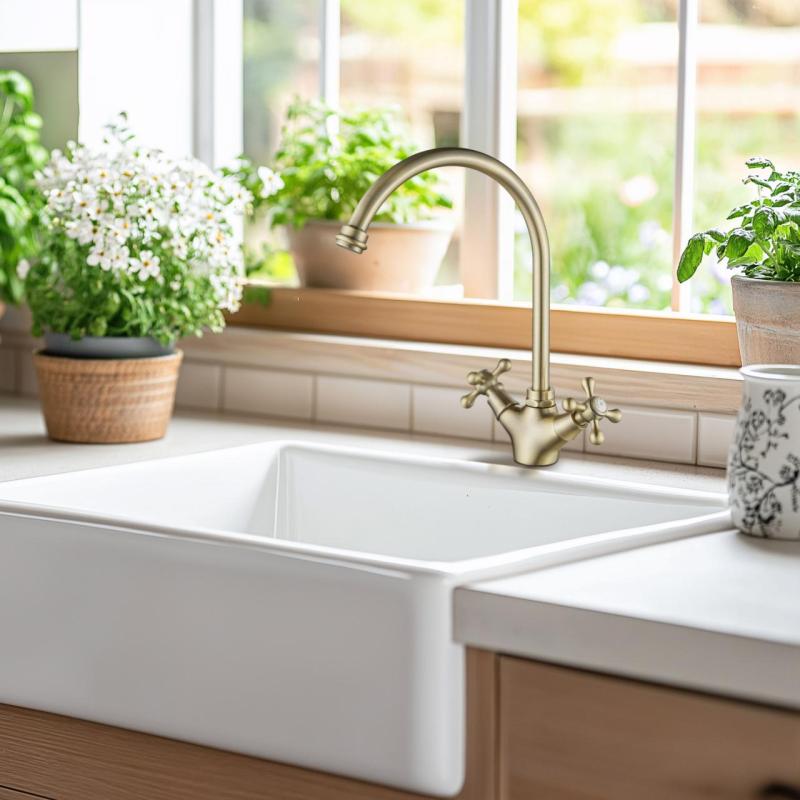 AquaTrimo Windsor Nostalgische Küchenarmatur mit rundem Auslauf, Bronze 21WS7652BN