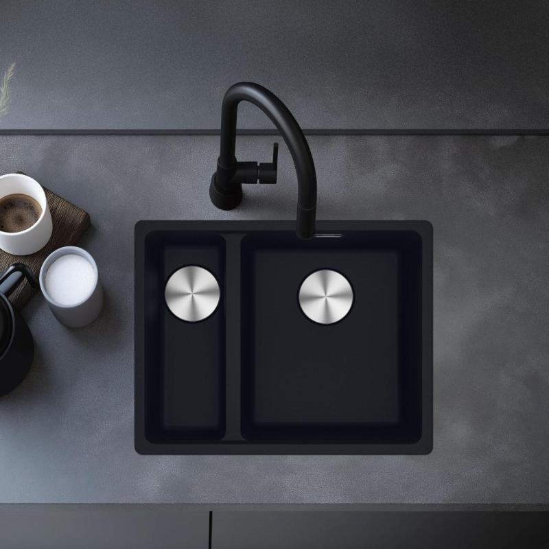 Franke Maris MRG 260-34-15 Fragranite Mattschwarz Spüle Becken Links flächenbündiger Einbau