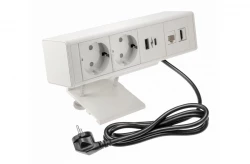 Indux Desk Schreibtisch oder Tisch mattweiß Erdung Typ F, Steckdose (2x) mit 1xUSB A, 1xUSB C, 1xRJ45 und 1xHDMI 1208957923