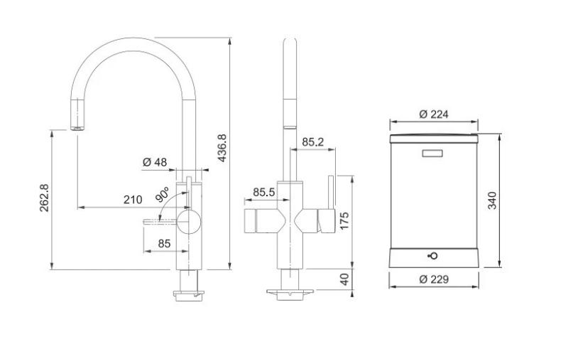 Franke Maris Wasser-Hub 4L Boiler 3-in-1 mit Touch Elektronischer Kochendwasserhahn Edelstahl 160.0702.531