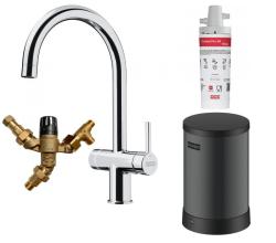 Franke Maris Wasser-Hub 4L Boiler 3-in-1 mit Touch elektronischem kochendem Wasserhahn Chrom mit Wasser-Hub Bypass 1208957947