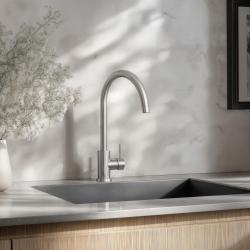 Ausmann Inox Round Küchenarmatur mit schwenkbarem Auslauf komplett Edelstahl 1208958308