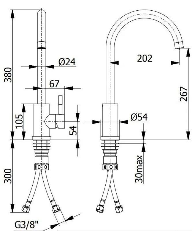 Ausmann Inox Round Küchenarmatur mit schwenkbarem Auslauf komplett Edelstahl 1208958308