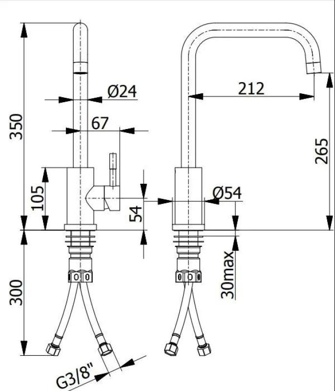 Ausmann Inox Square Küchenarmatur mit schwenkbarem Auslauf komplett Edelstahl 1208958309