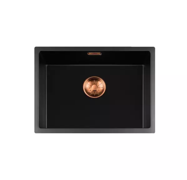 Lorreine BQ Serie 54x41cm Unterbau und flächenbündig, Schwarz mit Kupferstopfen 50BQ37-FU-COPPER