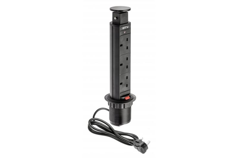 Desktop-Verlängerungskabel 60 mm, 3x UK-Steckdose (schwarz) ENGLISH VERSION 1208958626