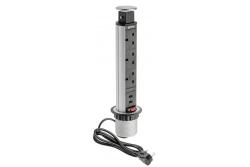 Desktop-Verlängerungskabel 60 mm, 3x UK-Steckdose, 2xUSB 2,1A 5V (silber) ENGLISH VERSION 1208958629