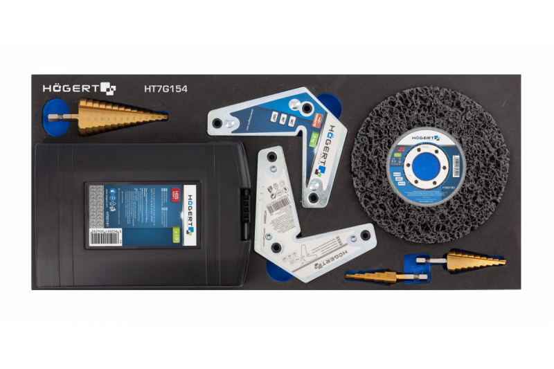 Hoegert 7-Schubladen-Werkzeugschrank mit einer Seitentür mit Zubehör 544 Stück. 1208962010