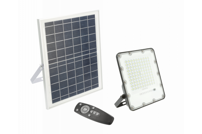 Solar LED Flutlicht BRAVOS, 100W, 1000lm, 6400K, IP65, 120°, Solarpanel, Fernbedienung, 3y 1208962681