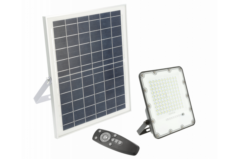 Solar LED Flutlicht BRAVOS, 50W, 500lm, 6400K, IP65, 120°, Solarpanel, Fernbedienung, 3y 1208962684