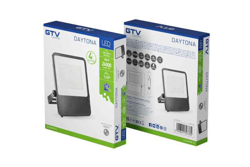 DAYTONA LED Flutlicht, 200W, 24000lm, 4000K, AC180-250V, 50/60 Hz, PF>0.9, IP65, 110° 1208962718